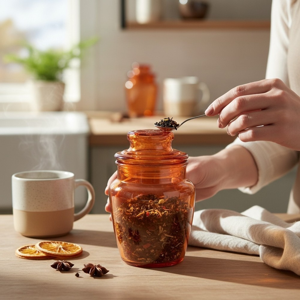 Fabulous Finds Glass Jar Unisex Small Orange Brand New Apothecary Decorative Lid